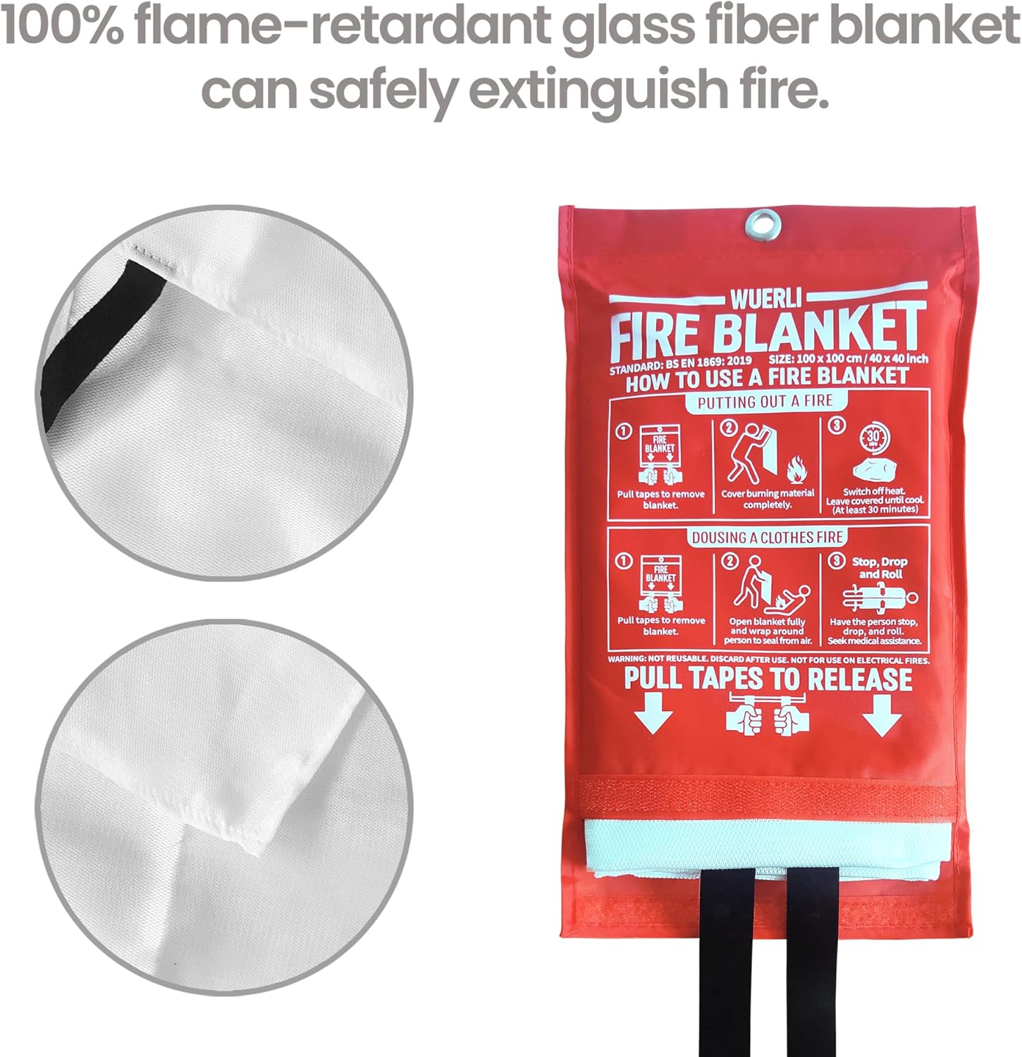 Fire Blanket for Home and Kitchen, 40" x 40", 4 Pack, Emergency Fire Blanket-4