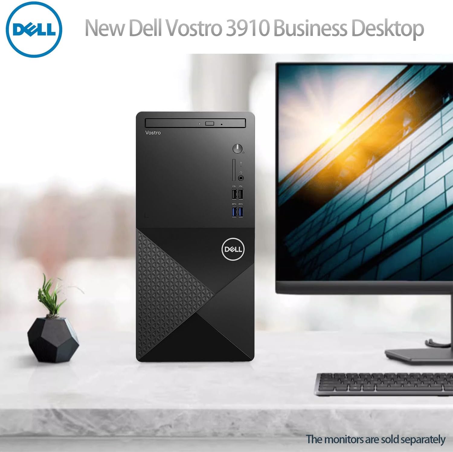 Dell Vostro 3910 Desktop Computer | 12th Gen Intel 4-Core Processor | 16GB DDR4 RAM | 256GB SSD + 1TB HDD | Intel UHD Graphics 730 | WiFi 6 | DVD-RW | Display Port | HDMI | Windows 11 Pro-1