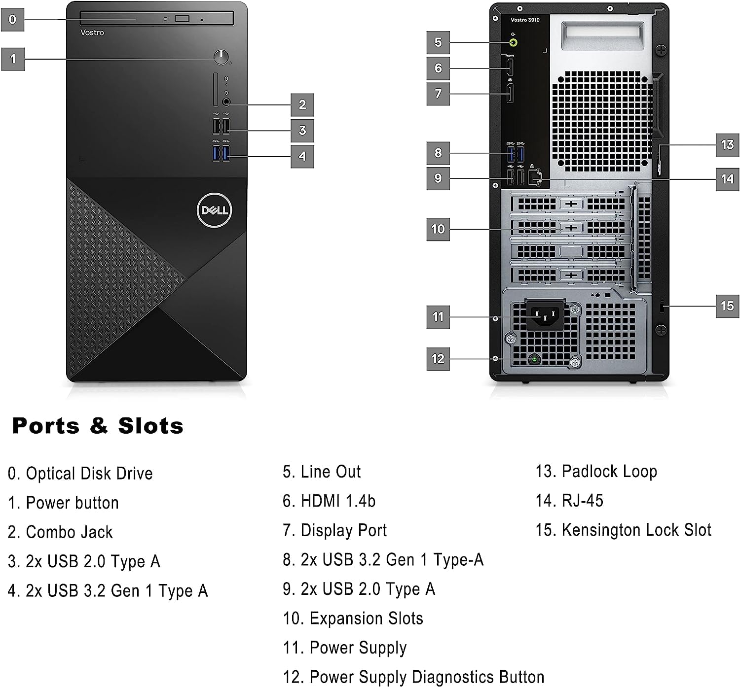 Dell Vostro 3910 Desktop Computer | 12th Gen Intel 4-Core Processor | 16GB DDR4 RAM | 256GB SSD + 1TB HDD | Intel UHD Graphics 730 | WiFi 6 | DVD-RW | Display Port | HDMI | Windows 11 Pro-5