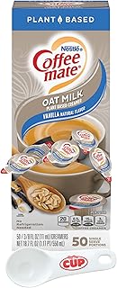 Nestle Coffee mate Plant Based Liquid Coffee Creamer Singles, Vanilla Flavored Oat Milk, 50 Ct Box with By The Cup Coffee Scoop