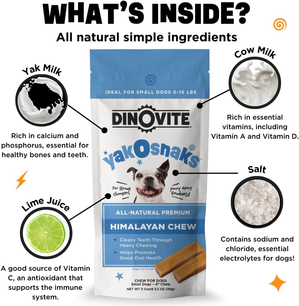 Dinovite YakoSnaks - Himalayan Yak Chews for Dogs - Long Lasting and Low Odor Yak Cheese Dog Chews (Small Dogs)-7