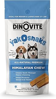 Dinovite YakoSnaks - Himalayan Yak Chews for Dogs - Long Lasting and Low Odor Yak Cheese Dog Chews (Medium/Large Dogs)