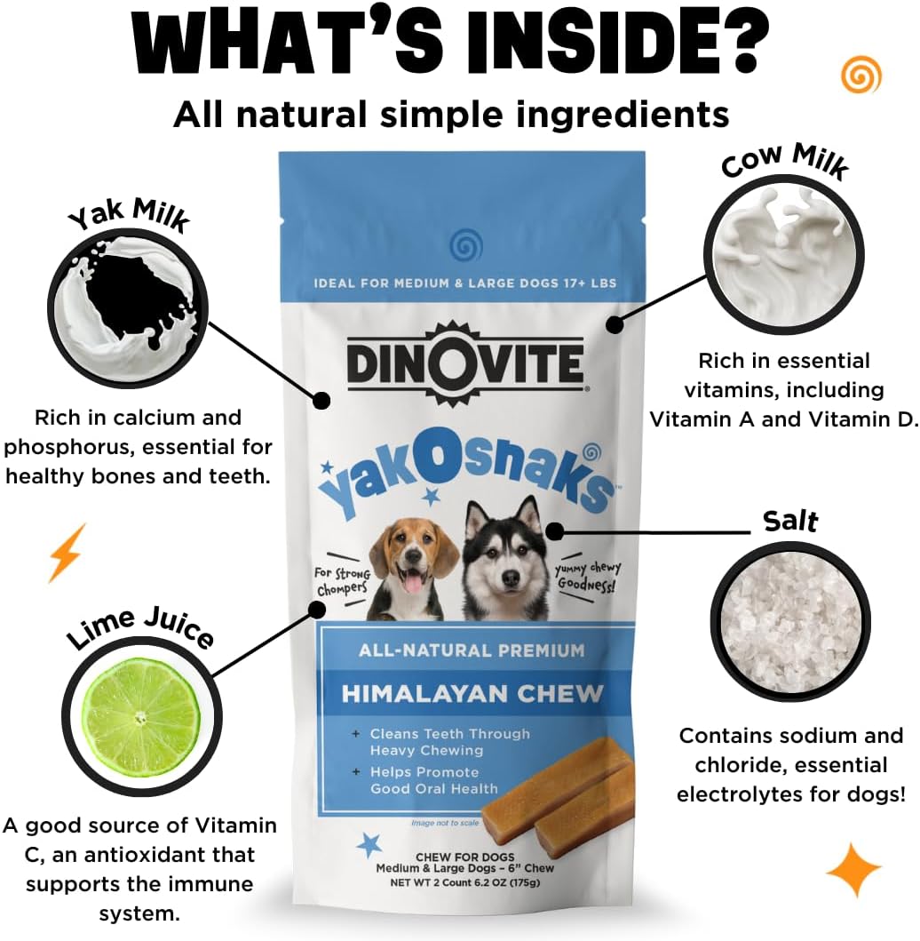 Dinovite YakoSnaks - Himalayan Yak Chews for Dogs - Long Lasting and Low Odor Yak Cheese Dog Chews (Medium/Large Dogs)-3