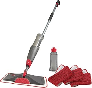 Rubbermaid Reveal Spray Mop Floor Cleaning Kit, 3 Reusable Microfiber Wet Pads, 1 Refillable Bottle, Cordless, Multi-Surface Mopping for All Home/Bathroom/Office Floors