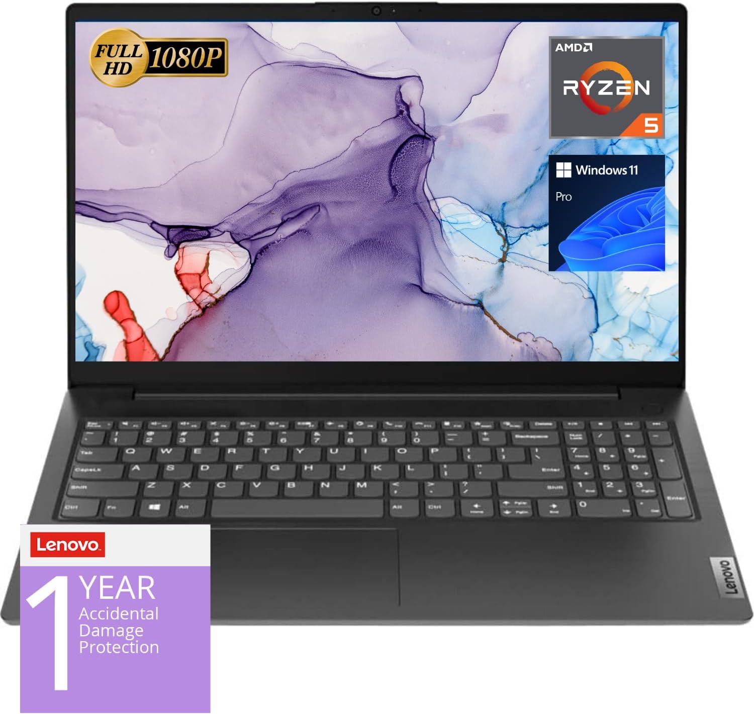 Lenovo V15 Laptop, 15.6" FHD Display, AMD Ryzen 5 5500U Hexa-core Processor (Beat Intel i7-1065G7), 16GB RAM, 512GB SSD, HDMI, RJ45, Numeric Keypad, Wi-Fi, Windows 11 Pro, Black-0