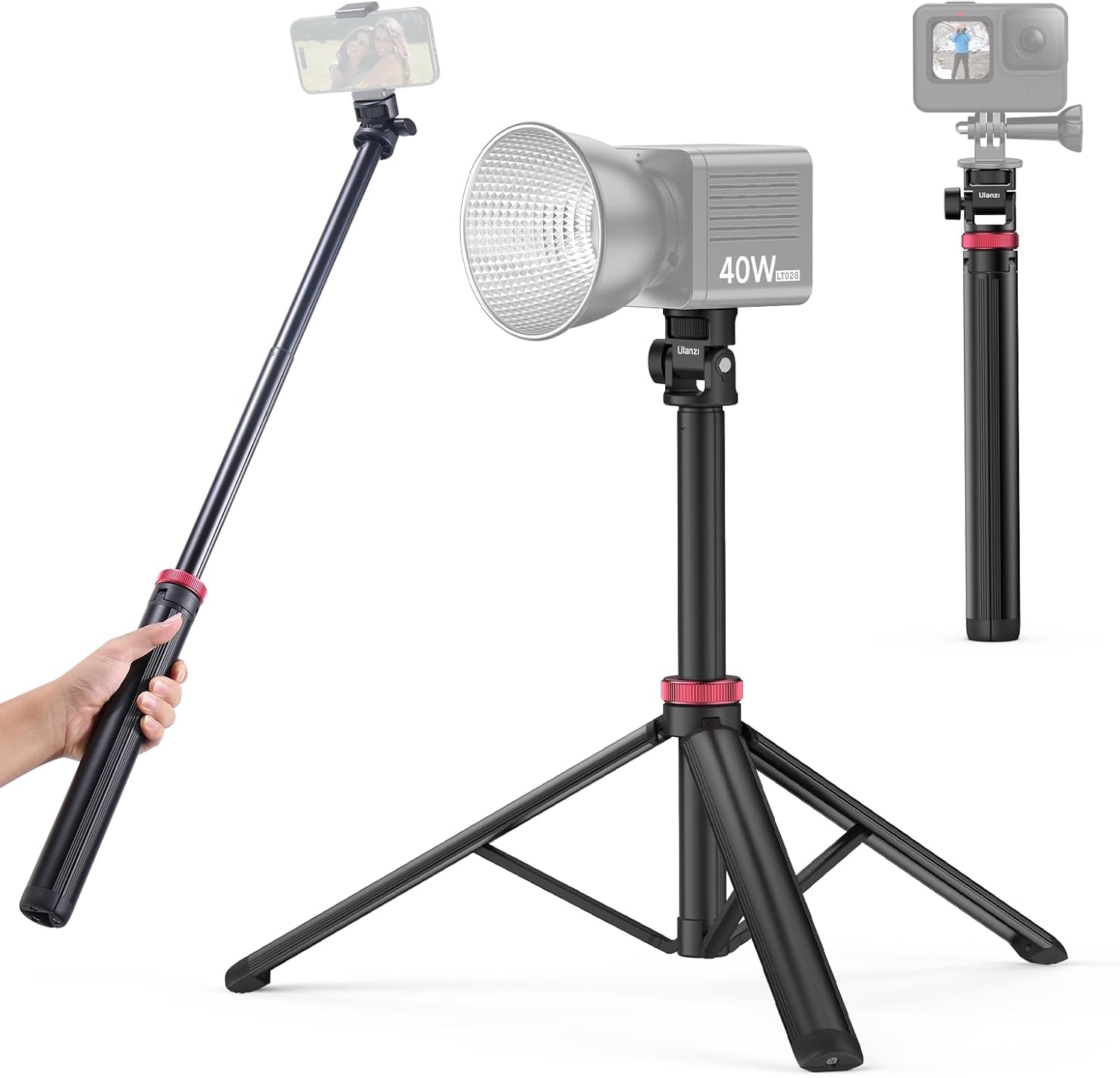 ULANZI MT-79 Extendable Tripod Aluminum, 81" Portable Adjustable Light Stand with 1/4" Screw, 360° Ball Head Camera Phone Tripod for Camera Video Light Smartphone, Lightweight for Travel-0