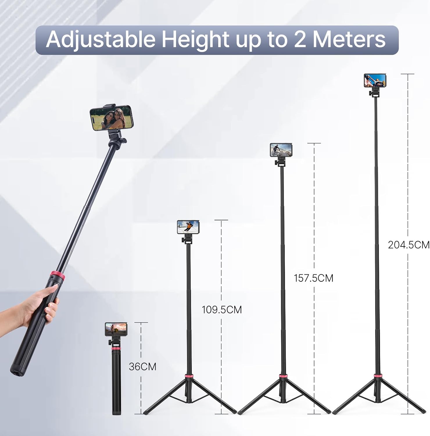 ULANZI MT-79 Extendable Tripod Aluminum, 81" Portable Adjustable Light Stand with 1/4" Screw, 360° Ball Head Camera Phone Tripod for Camera Video Light Smartphone, Lightweight for Travel-1