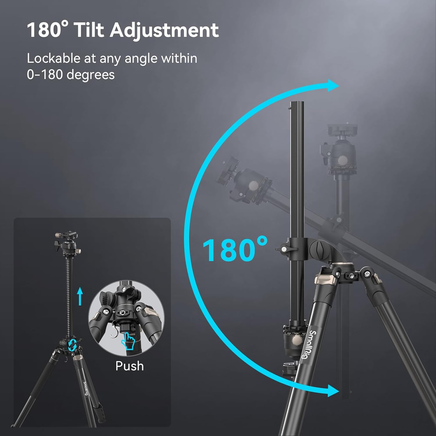 SmallRig CT200 Camera Tripod, 73" Video Tripod 360° Rotation Center Column Horizontal Tripod Monopod with Smartphone Holder, Carrying Bag, Weight Bag for DSLR Camera, Max Load 33lb-4288-1