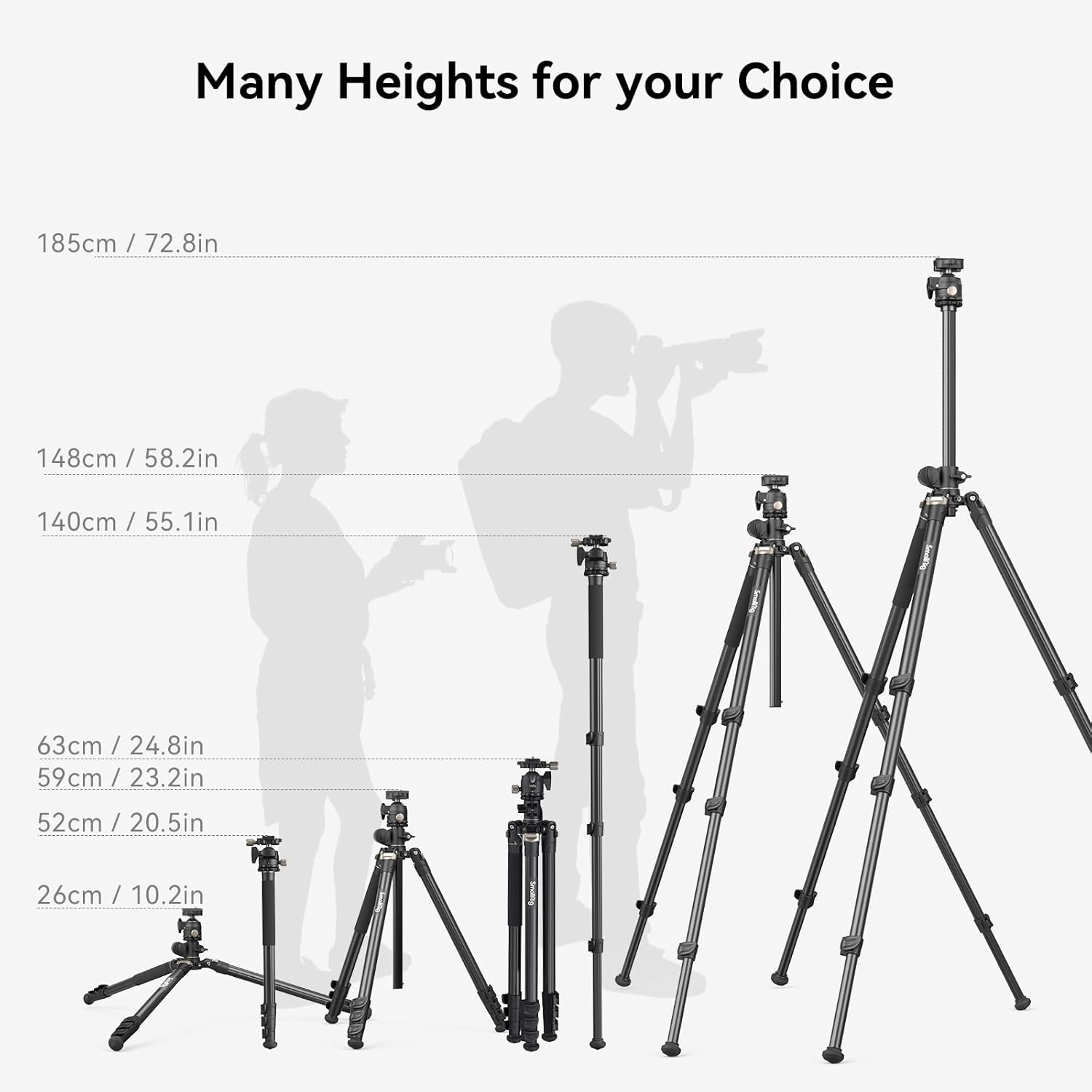 SmallRig CT200 Camera Tripod, 73" Video Tripod 360° Rotation Center Column Horizontal Tripod Monopod with Smartphone Holder, Carrying Bag, Weight Bag for DSLR Camera, Max Load 33lb-4288-4