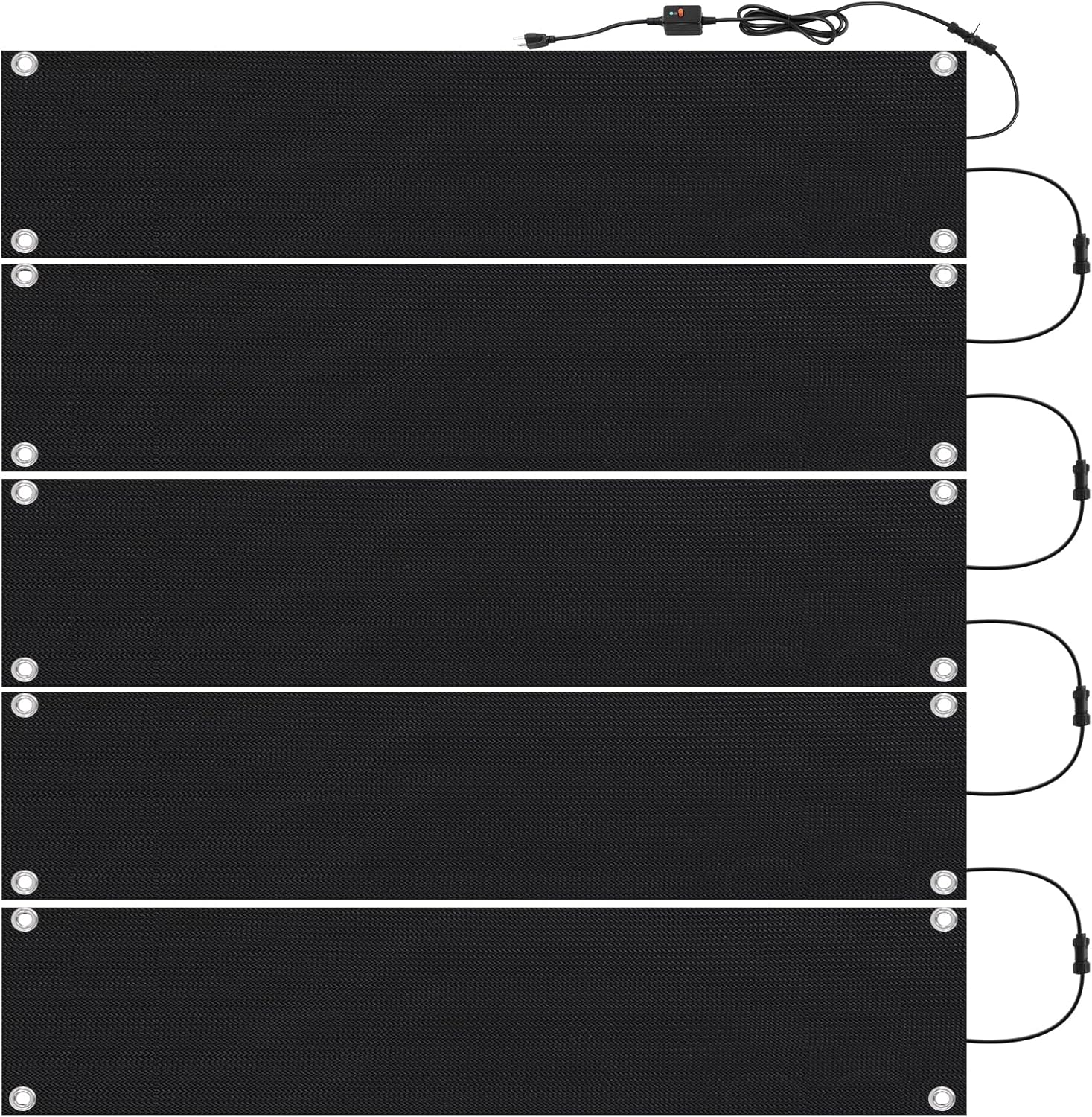 5 Pcs Heated Snow Melting Mats Outdoor Heated Driveway Mats Snow and Ice Melting Pad with Power Cord for Winter Stairs, Steps, Doorway, Sidewalk, Garages, Decks (10 x 30 Inch)-0