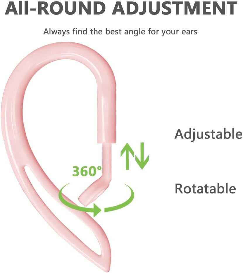 Ear Hooks Compatible with Apple AirPod All Models [Multi-dimensional adjustable] Holder Accessories for Ear Buds Pro Earphones (Pink)-2