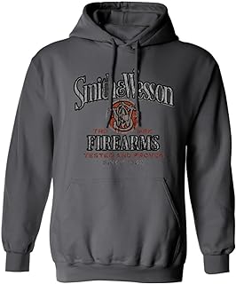 Smith & Wesson Officially Licensed Men's Long Sleeve Graphic Hoodie, Tested and Proven Vintage Logo Pull Over Sweatshirt