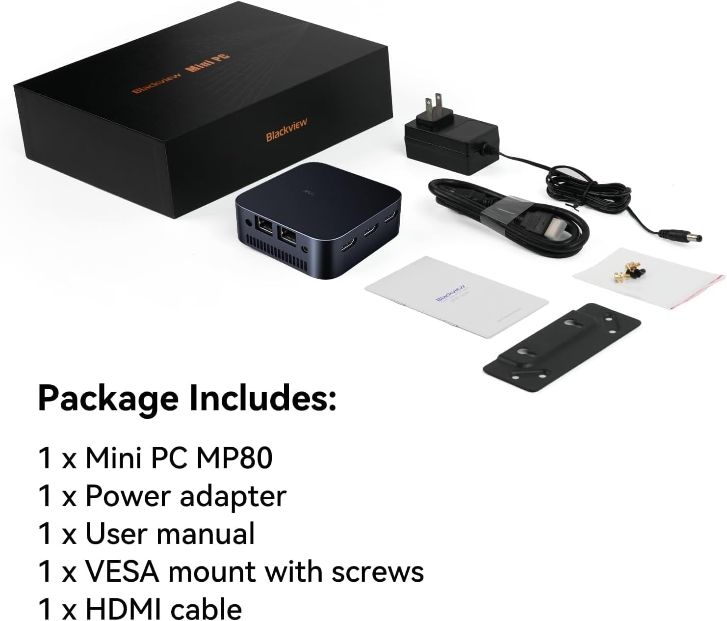 Blackview MP80 Mini PC 16GB DDR4 RAM 512GB M.2 SSD, Gaming Computer with Processor Intel N97, VESA/Home/Business Mini Desktop, 4K HD Dual HDMI Gigabit Ethernet,Blue-8