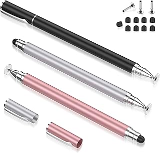 DIGIROOT Stylus Pens for Touch Screens, 2 in 1 High Sensitivity Stylus Pen for iPad, Compatible with Apple/iPad/iPhone/iPad Pro/Tablets/Samsung/Galaxy/PC/Android Tablets/Smartphone(3 Pack)