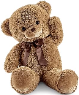 Big Teddy Bear Stuffed Animal 35 inches Giant Stuffed Bear Gift for Girlfriend Children on Birthday Valentine's Day Christmas, Brown