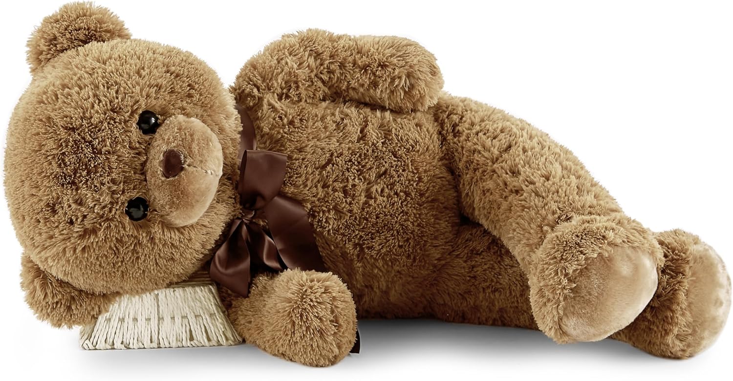 Big Teddy Bear Stuffed Animal 35 inches Giant Stuffed Bear Gift for Girlfriend Children on Birthday Valentine's Day Christmas, Brown-1