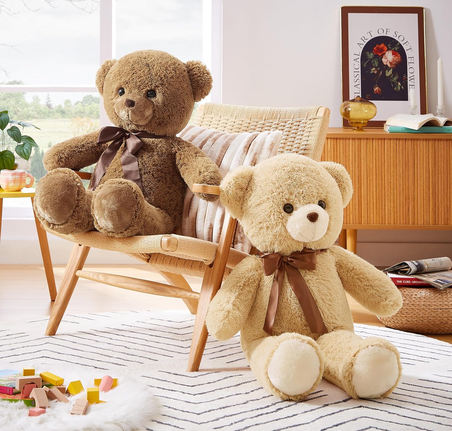 Big Teddy Bear Stuffed Animal 35 inches Giant Stuffed Bear Gift for Girlfriend Children on Birthday Valentine's Day Christmas, Brown-5