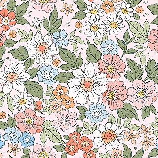 VEELIKE 17.7''x354'' Meadowfield Floral Wallpaper Peel and Stick Vintage Poppy Floral Wall Paper Removable Floral Contact Paper for Walls Cabinets Self Adhesive Vinyl Wallpaper for Bedroom Bathroom