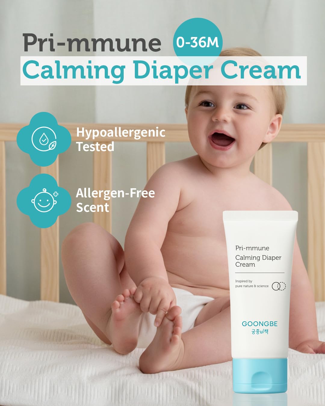 Pri-mmune Calming Diaper Cream - Korean Baby Diaper Cream with Zinc Oxide and Panthenol - Treats, Soothes - Soft Matte Skin, Allergen-Free, 2.7oz.-1