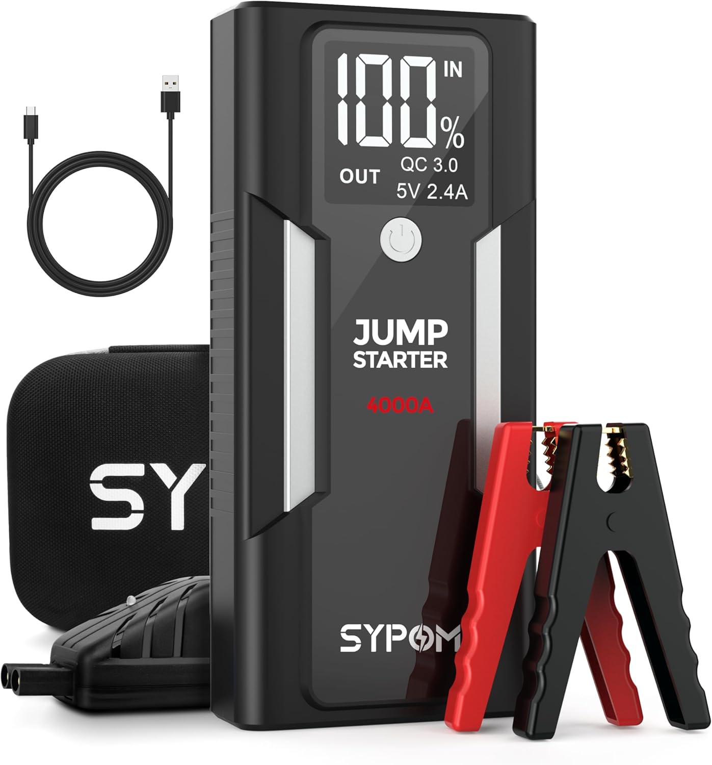 Jump Starter, 4000A Peak Car Battery Jump Starter (for All Gas or Up to 10L Diesel), Portable Car Starter Battery Pack with Extended Smart Jumper Cables,12V Auto Jump Box with LED Light-0