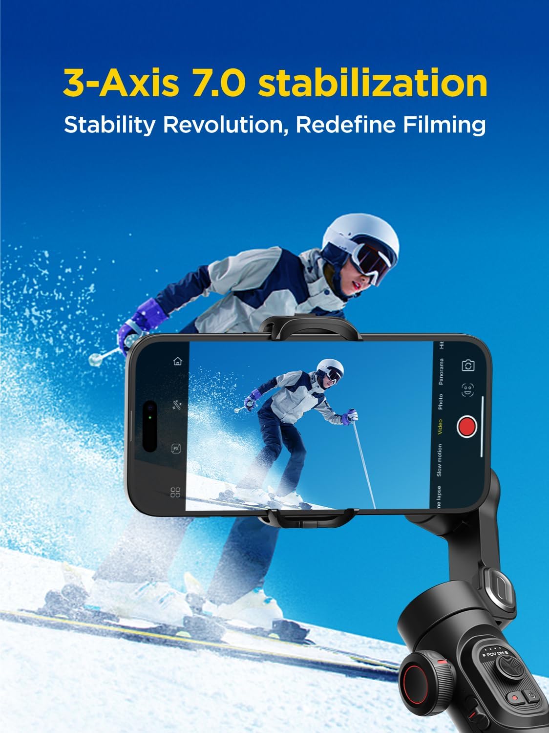 Gimbal Stabilizer for Smartphone, iPhone Gimbal w/Focus Wheel Face/Object Tracking Gimbal for iPhone 15 14 Pro Max/Android Foldable 3-Axis Handheld Phone Gimbal for Video Recording -Smart XE-1