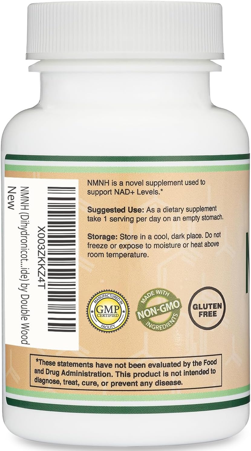 NMNH (NMN Supplement Alternative) (Dihydronicotinamide Mononucleotide) 250mg Per Serving, 60 Count (30 Servings) NAD Supplement to Boost NAD+ Levels As We Age (Non-GMO, Gluten Free) by Double Wood-3