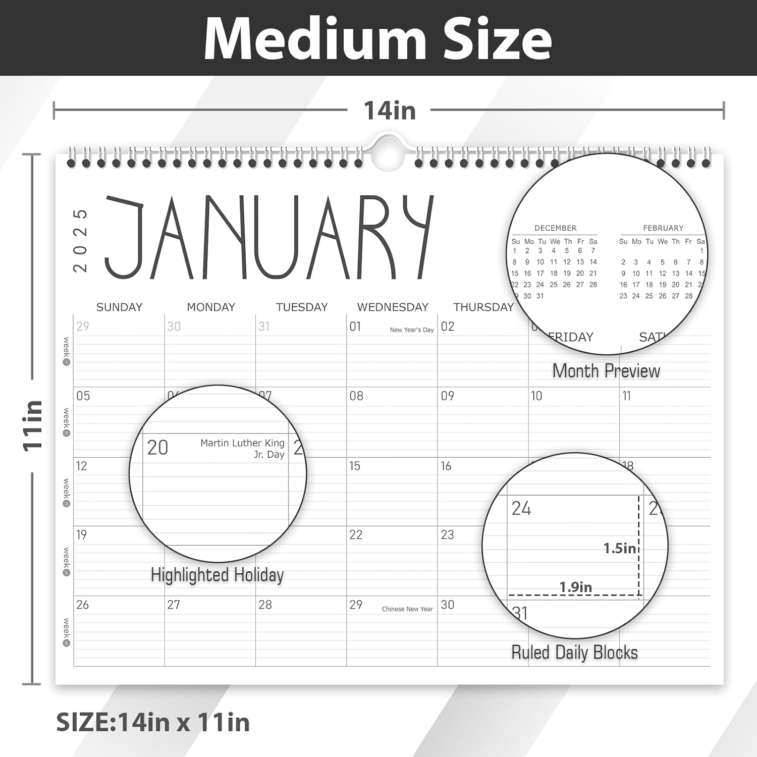 GuassLee Wall Calendar 2025, 2025 Calendar Wall from Jan. 2025 to Dec. 2025, 14" X 11" Paper Monthly Planner Wall Hanging Calendar with Thick Paper for Office Home Planning & Organizing-1