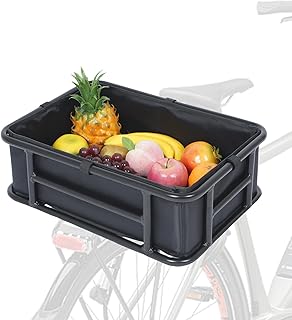 ybaymy Removable Rear Bike Basket Large Load Capacity 176LB with Bike Basket Liner & Cargo Net & Installation Tool for Adult Bikes Storage Metal Wire Bicycle Baske Fits Most Bikes and E-Bike Baskets