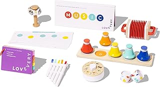 Lovevery | The Music Set | 6 Musical Instruments and Rhythm & Songs Book, Preschool Education and Montessori Early Learning Musical Toy, Ages 18 Months to 4+ Years