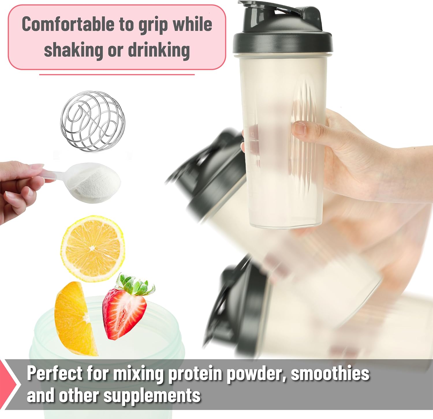 Mr. Pen- Shaker Bottles for Protein Mixes, 28 oz, 2 Pack, 2 Colors, Protein Shaker Bottle with Wire Whisk Ball, Shaker Cup, Mixer Bottle, Protein Shake Bottles, Protein Bottle, Protein Shake Bottle-2