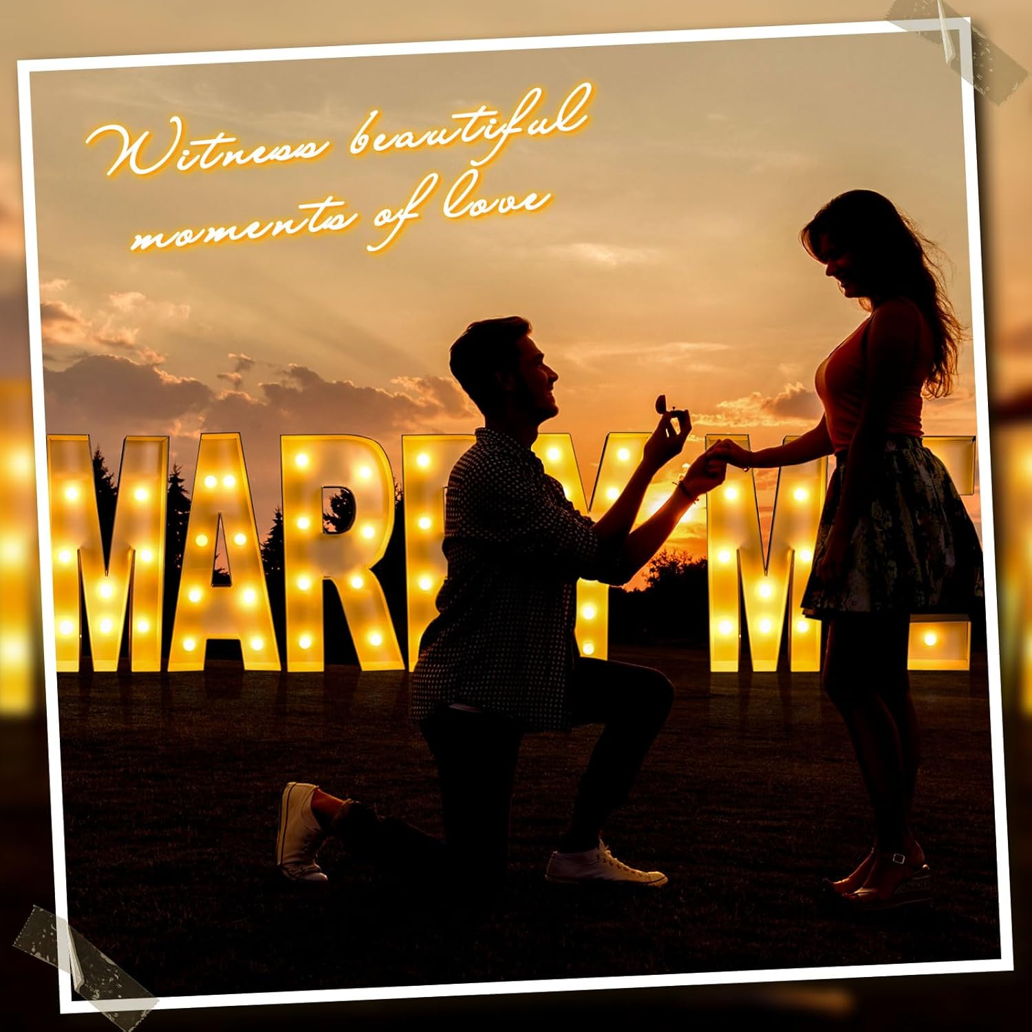 7 Pcs 3 ft Tall Marry Me Large Light up Letter Sign Marry Me Marquee Lights LED Romantic Light Battery Operated Alphabet with String Lights for Wedding Engagement Proposal Party Decorations-4