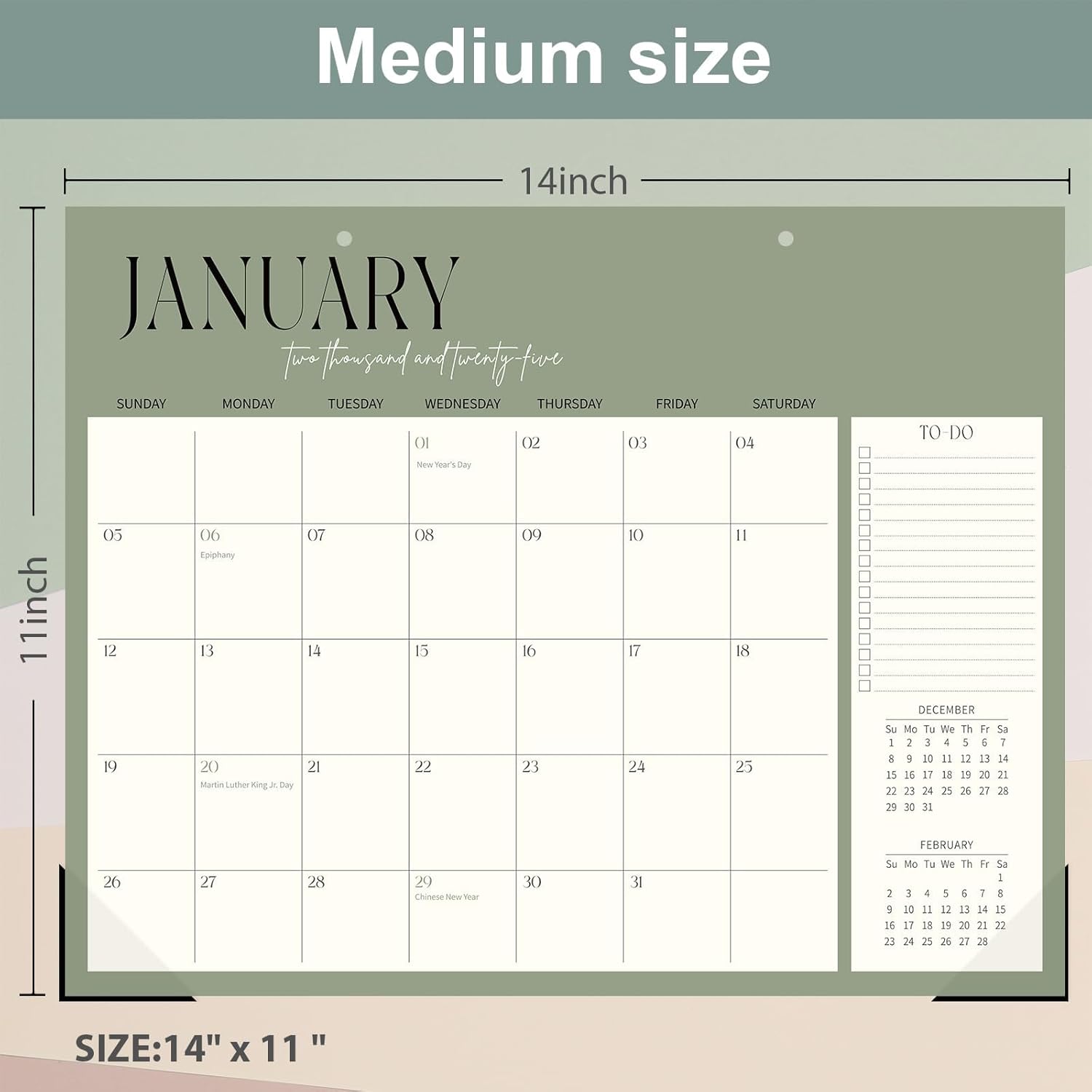 Guasslee Desk Calendar 2025, Desk Top Calendar 2025, 18-Month School Year Desk/Wall Calendar, 2025 Jan-2026 June, 14" X 11" Monthly Planner With Thick Paper For Office Home School Organizing-2