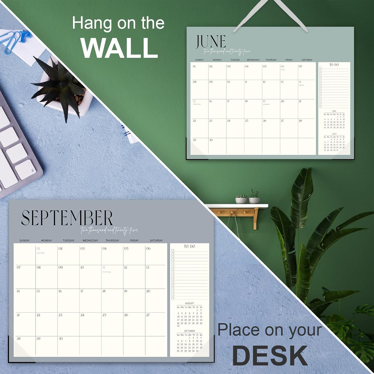 Guasslee Desk Calendar 2025, Desk Top Calendar 2025, 18-Month School Year Desk/Wall Calendar, 2025 Jan-2026 June, 14" X 11" Monthly Planner With Thick Paper For Office Home School Organizing-5