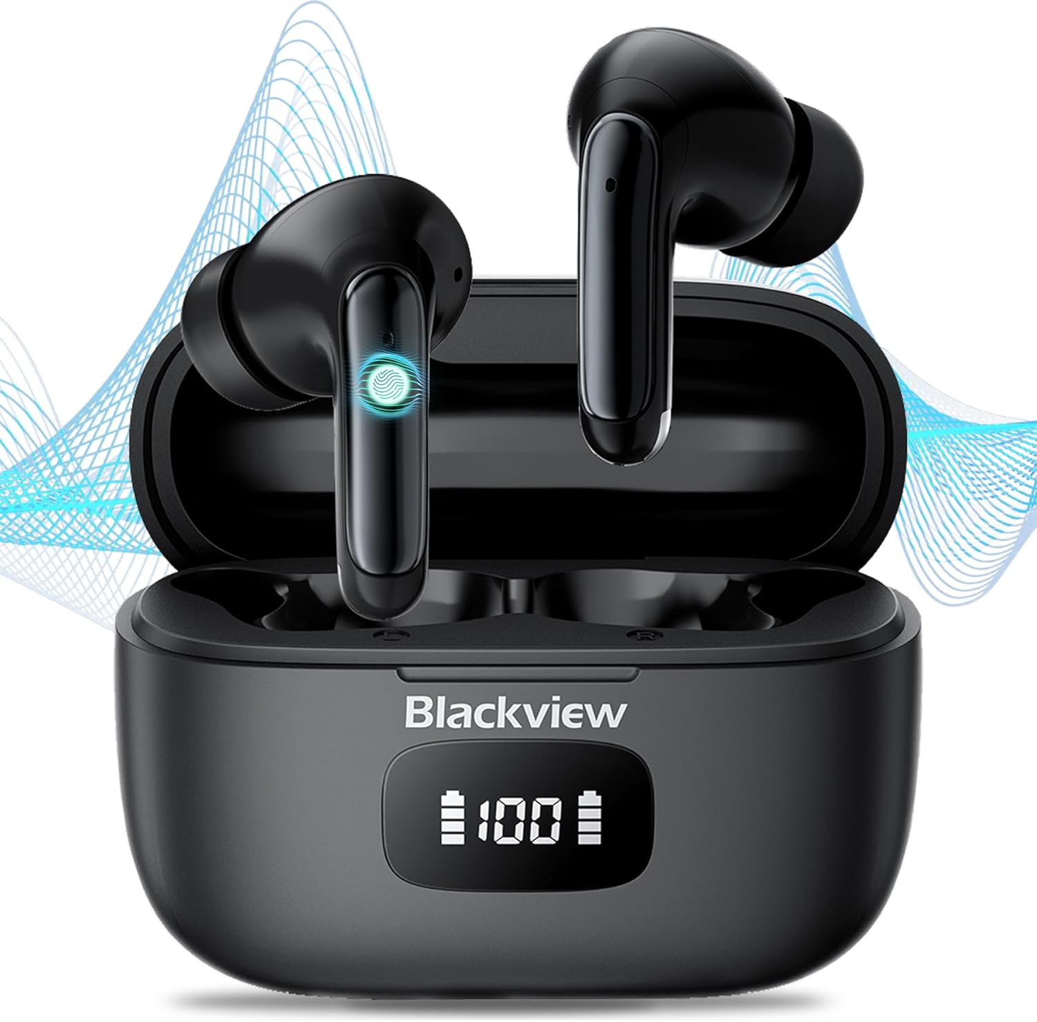 Blackview Wireless Noise Canceling Earbuds in Ear Headphones Wireless Bluetooth 5.3, Ear Buds Built-in Mic Sports Earbuds IPX7 Waterproof,56H Playtime LED Power Display for Android/iOS Phone-0