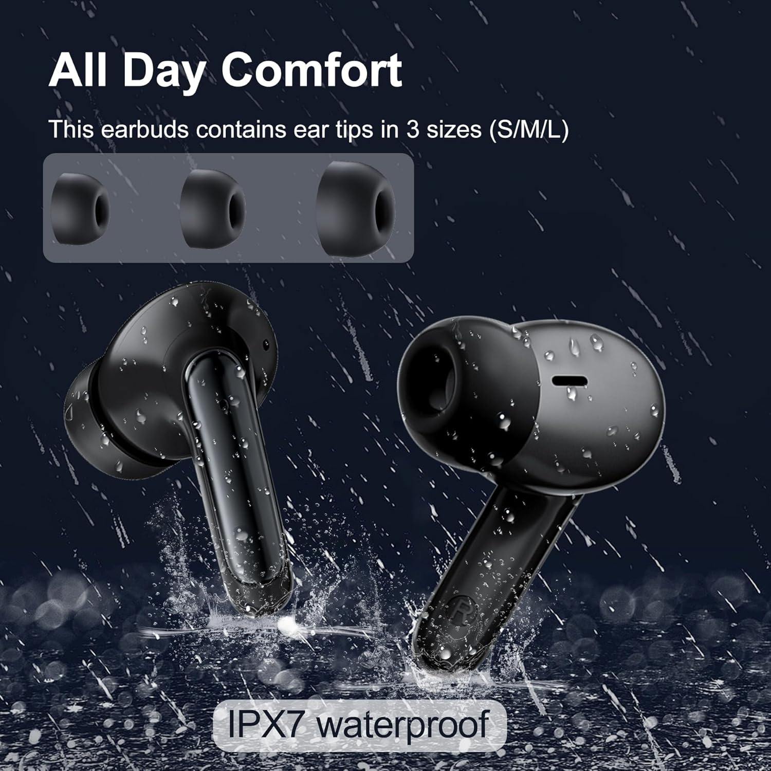 Blackview Wireless Noise Canceling Earbuds in Ear Headphones Wireless Bluetooth 5.3, Ear Buds Built-in Mic Sports Earbuds IPX7 Waterproof,56H Playtime LED Power Display for Android/iOS Phone-5