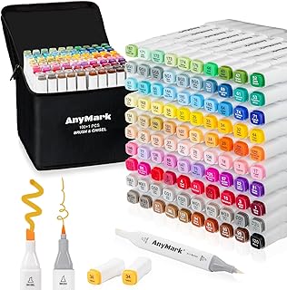 Alcohol Markers Brush Tip, 100+1 Colors Dual Tip Brush & Chisel Alcohol-Based Art Markers Set with Case for Adult Artists Drawing Coloring