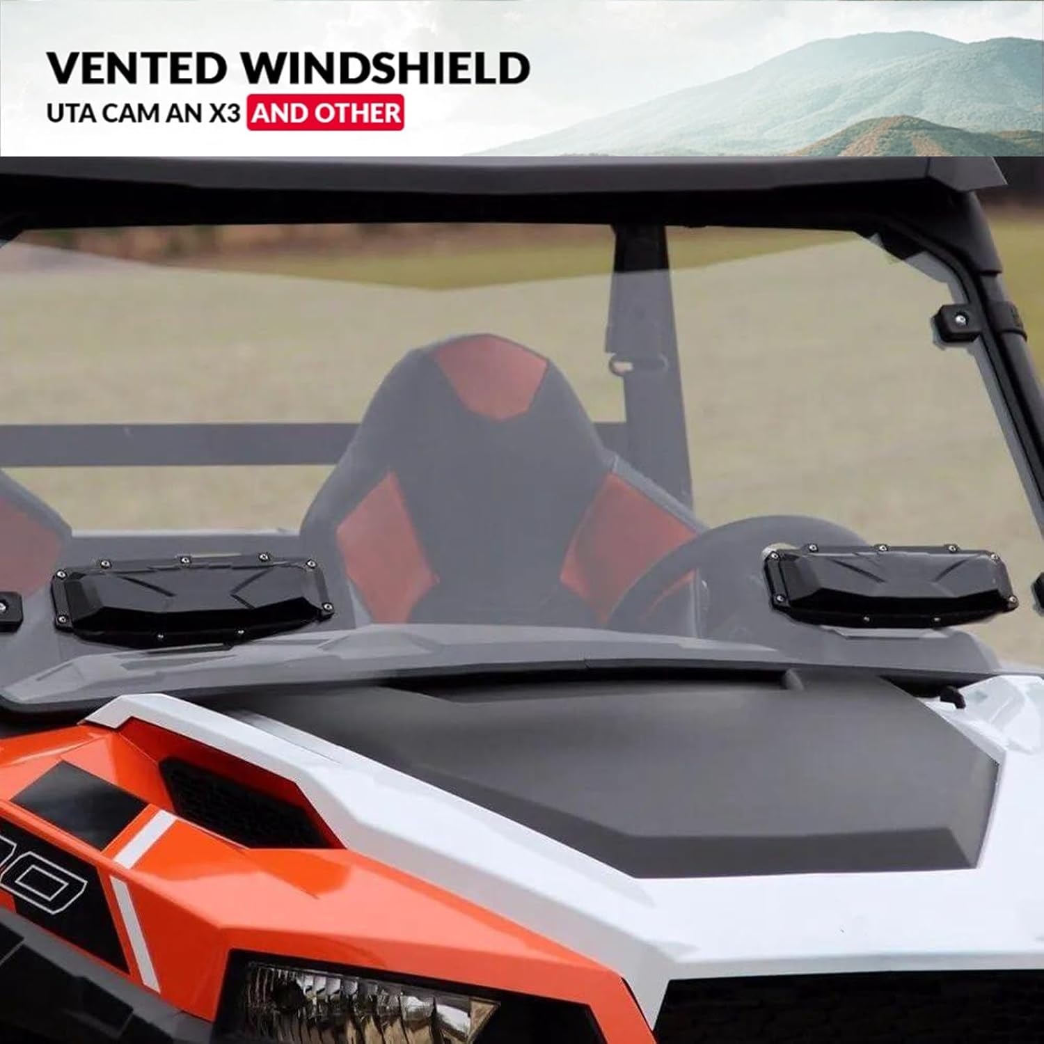 UTV Windshield Vent Self Install Kit, 2pcs Windscreen Ventilation Defrost Defog Accessories for Hard Coated Polycarbonate Windshields, Compatible with Can Am Maverick X3-1