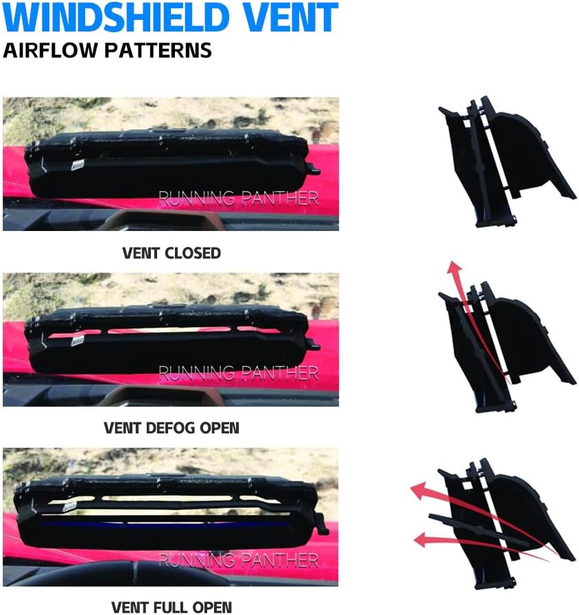 UTV Windshield Vent Self Install Kit, 2pcs Windscreen Ventilation Defrost Defog Accessories for Hard Coated Polycarbonate Windshields, Compatible with Can Am Maverick X3-3