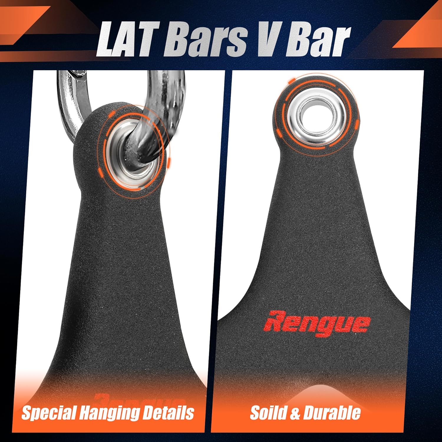 Rengue LAT Pull Down Bar T-Bar V-Bar Pulley Cable Machine LAT Pulldown Attachments Back Tricep Pull Down Attachment Strength Training Handle Grips LAT Pulldown Bar Press Down Exercises for Home Gym-5