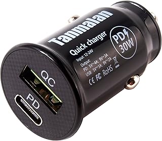 Fast Charging-Mini Design-Tanmalan Quick Car Charger,PD + QC,Mini Design Black,5V 4A,