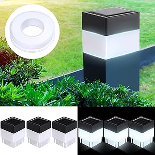 6 Pack Solar Fence Post Cap Lights 2In x 2In (5cm x 5cm) Solar Post Cap Lights Solar Fence Lights for Garden, Street Light, Cap Lights, LED Fence, Solar Post, Gazebos, Street Wall (White Light)