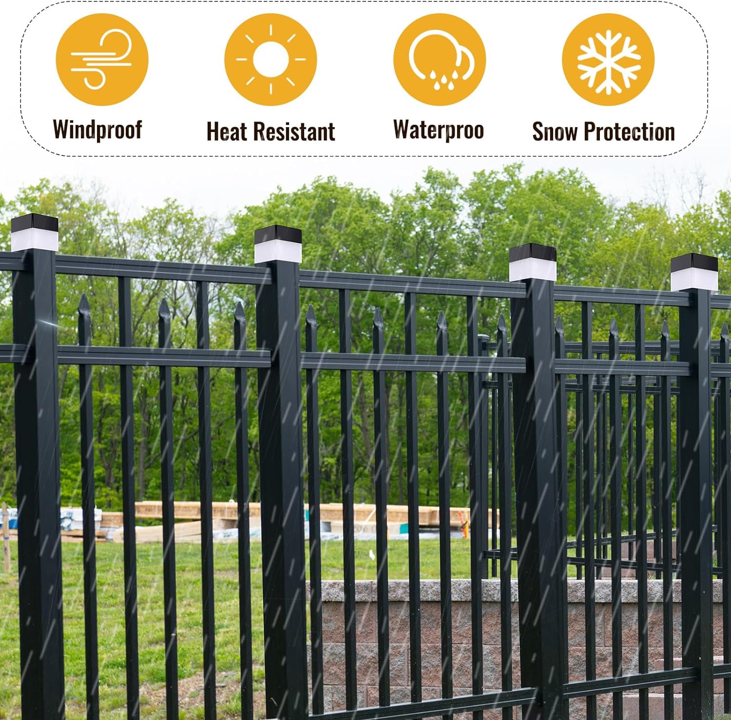 6 Pack Solar Fence Post Cap Lights 2In x 2In (5cm x 5cm) Solar Post Cap Lights Solar Fence Lights for Garden, Street Light, Cap Lights, LED Fence, Solar Post, Gazebos, Street Wall (White Light)-4