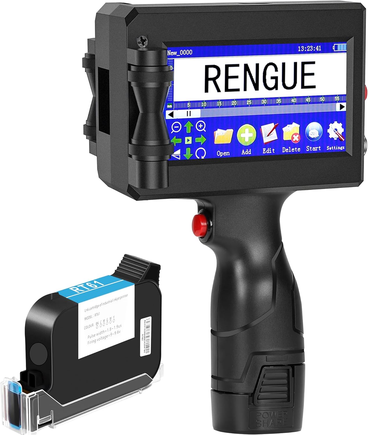 Rengue Handheld Inkjet Printer Gun, Portable Handheld Printer Quick-Drying Inkjet Coding Machine, 4.3" Mobile Touch Screen Inkjet Label Printer for QRCode, Barcode, Batch Number, Date (28 Languages)-0