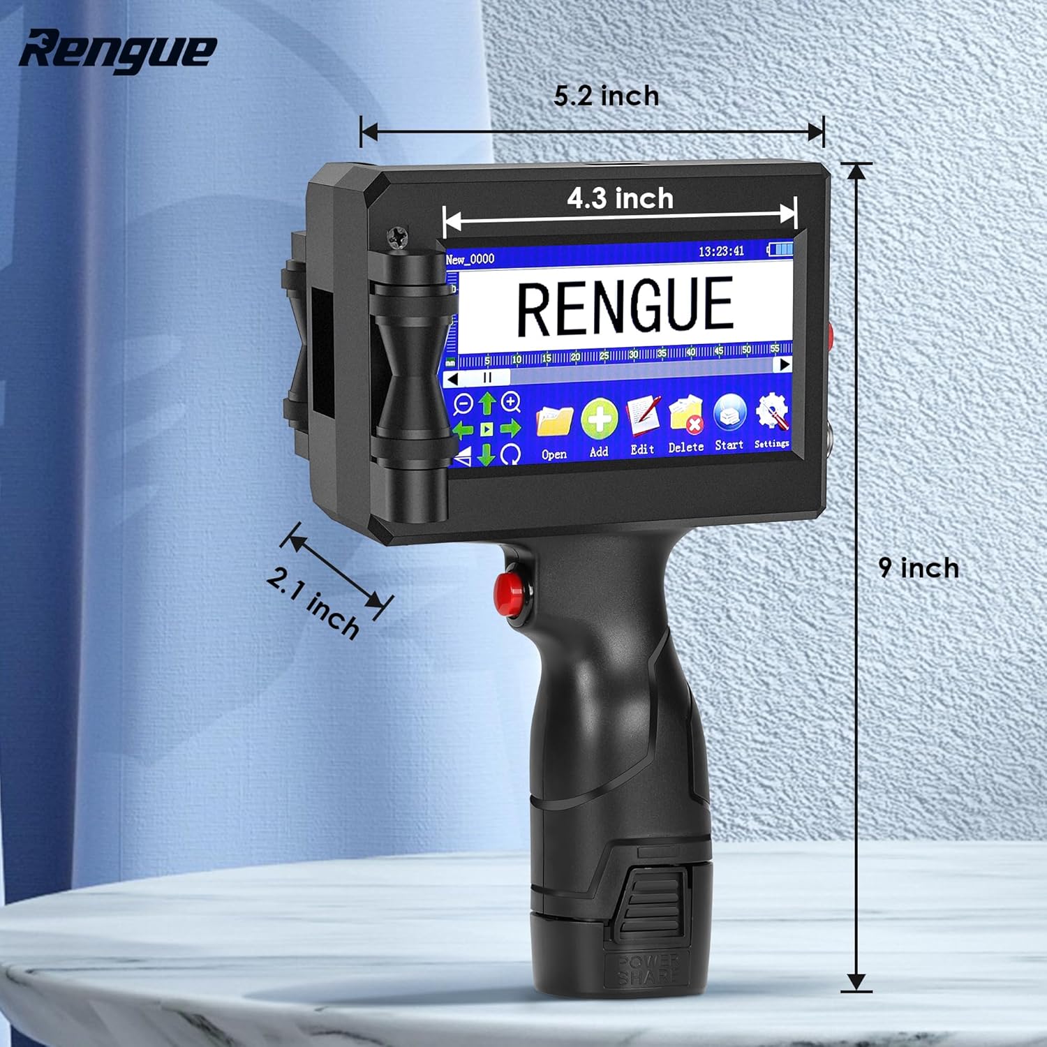 Rengue Handheld Inkjet Printer Gun, Portable Handheld Printer Quick-Drying Inkjet Coding Machine, 4.3" Mobile Touch Screen Inkjet Label Printer for QRCode, Barcode, Batch Number, Date (28 Languages)-6