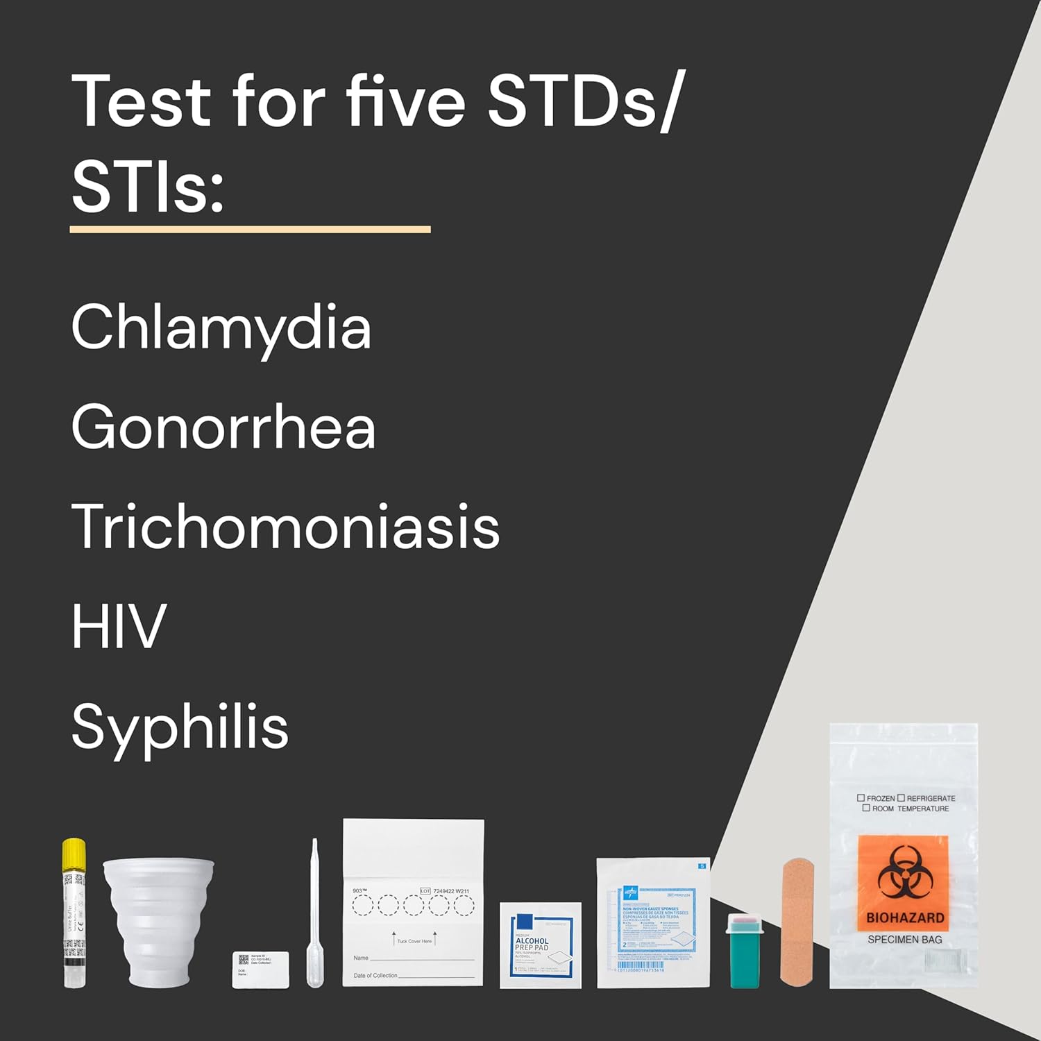 Expanded At-Home STD Test for Chlamydia, Gonorrhea, Trichomoniasis, HIV, Syphilis - STD HIV Testing Kit - Free Follow Up Care & Fast Lab Results-1