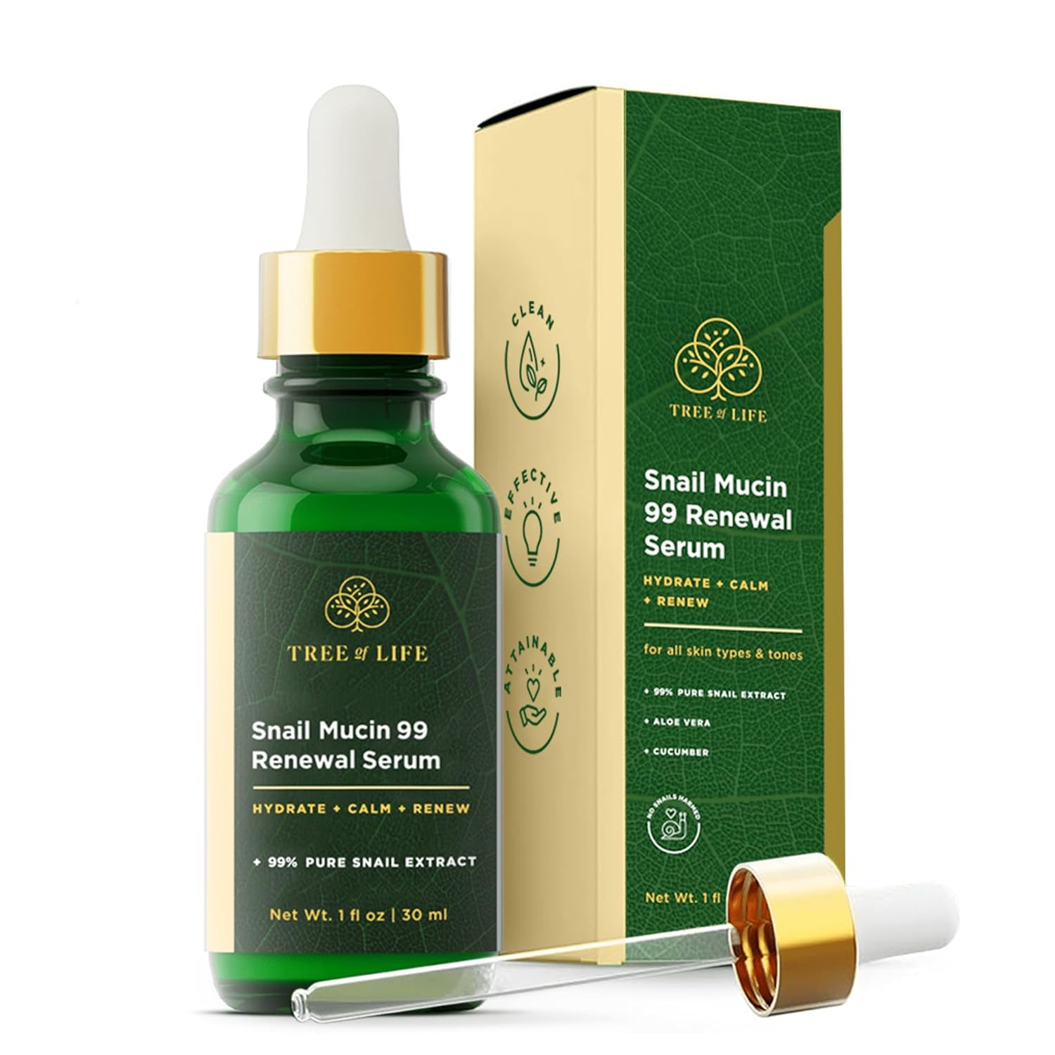 Tree of Life Beauty Hydrating Facial Serum - Advanced Snail Mucin 99% Pure Extract - Moisturizer for Hydration & Skin Regeneration - Reduces Fine Lines - Suitable for Sensitive Skin - 1 Fl Oz-5