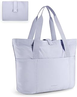 BAGSMART Tote Bag for Women, Foldable Tote Bag With Zipper Large Shoulder Bag Top Handle Handbag for Travel, Work