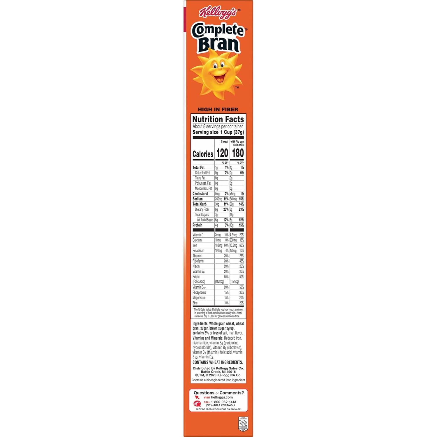 Kellogg's Complete Bran Breakfast Cereal, Fiber Cereal, Family Breakfast, Original, 11.6oz Box (1 Box)-8