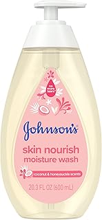 Johnson's Skin Nourish Moisture Wash, Baby Wash with Coconut & Honeysuckle Scents Cleanses & Leaves Skin Moisturized, Hypoallergenic Body Wash, Paraben-, Dye- & Sulfate-Free, 20.3 fl. oz