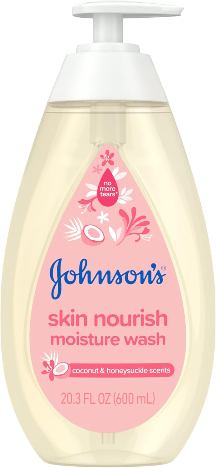 Johnson's Skin Nourish Moisture Wash, Baby Wash with Coconut & Honeysuckle Scents Cleanses & Leaves Skin Moisturized, Hypoallergenic Body Wash, Paraben-, Dye- & Sulfate-Free, 20.3 fl. oz-0